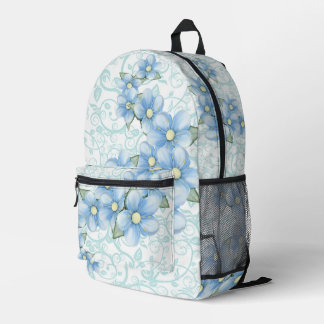 Blue Flowers Printed Backpack
