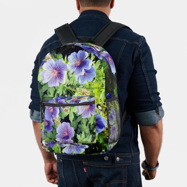 Blue flowers printed backpack (Insitu (Model))