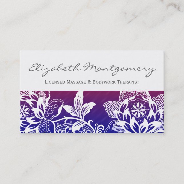 Blue Flowers Professional Massage Business Card (Front)