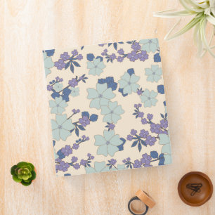 Blue Flowers, Purple Flowers, Floral Pattern Binder