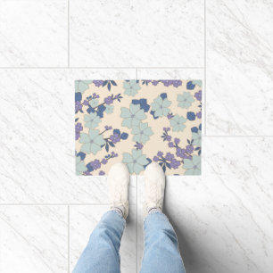 Blue Flowers, Purple Flowers, Floral Pattern Doormat