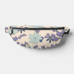 Blue Flowers, Purple Flowers, Floral Pattern Fanny Pack