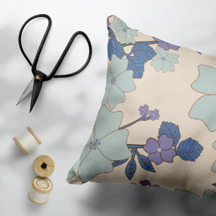 Blue Flowers, Purple Flowers, Floral Pattern Pillowcase