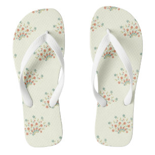 Blue Flowers, Red Flowers, Pattern Of Flowers Flip Flops