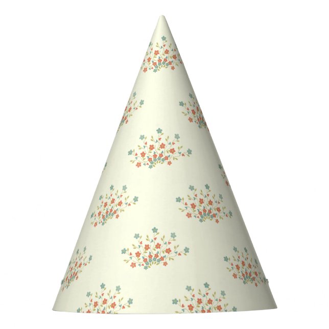 Blue Flowers, Red Flowers, Pattern Of Flowers Party Hat (Front)