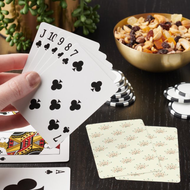 Blue Flowers, Red Flowers, Pattern Of Flowers Playing Cards (In Situ)