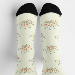 Blue Flowers, Red Flowers, Pattern Of Flowers Socks