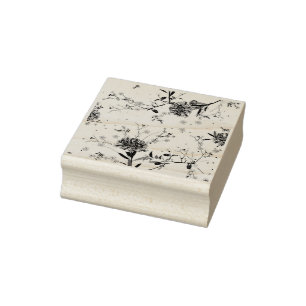 Blue flowers rubber stamp