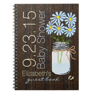 Blue Flowers Rustic Country Guest Book