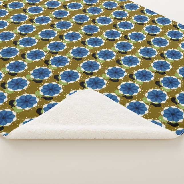 Blue flowers sherpa blanket (3/4)