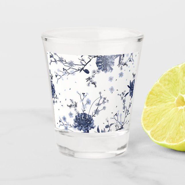 Blue flowers shot glass (Front)