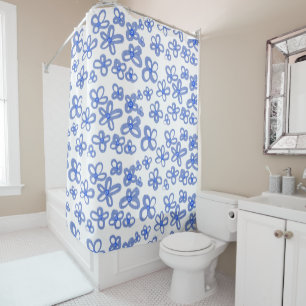 Blue flowers shower curtain