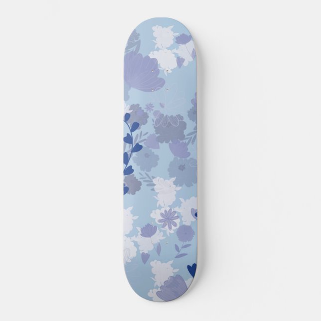 Blue Flowers Skateboard (Front)