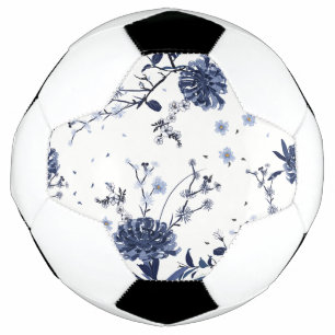 Blue flowers soccer ball