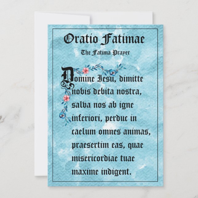 Blue Flowers |The Fatima Prayer in Latin (Front)
