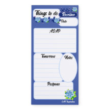 Blue Flowers Things To Do Notepad