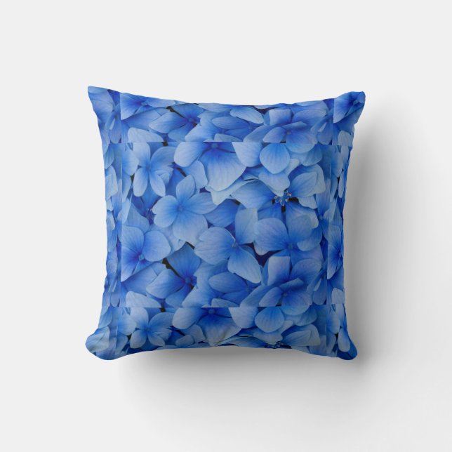 Blue Flowers Throw Pillow (Front)