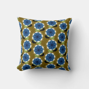 Blue flowers throw pillow