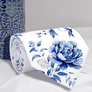 Blue flowers tie