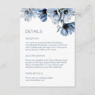 Blue Flowers White Casual Enclosure Card