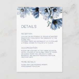 Blue Flowers White Casual Enclosure Card