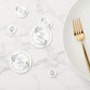 Blue Flowers, White Flowers, Greenery, Birthday Confetti