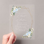 Blue Flowers, White Flowers, Greenery, Sweet 16 Acrylic Invitations<br><div class="desc">Invite friends and family in style and set the tone for your special day with this charming birthday invitation. Design features blue and white watercolor flowers,  greenery,  gold confetti and gold frame.</div>