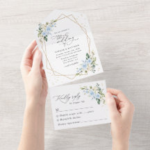 Blue Flowers, White Flowers, Greenery, Wedding