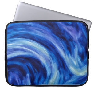 Blue Flowing Abstract Art Laptop Cover Sleeve