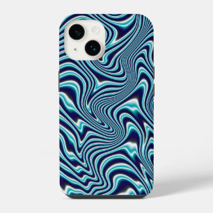 Blue Fluid Marbling Painting iPhone 14 Case