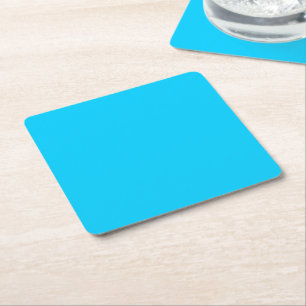 Blue Fluo Neon Color Customize This! Square Paper Coaster