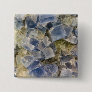 Blue Fluorite Crystals in Matrix 2 Inch Square Button