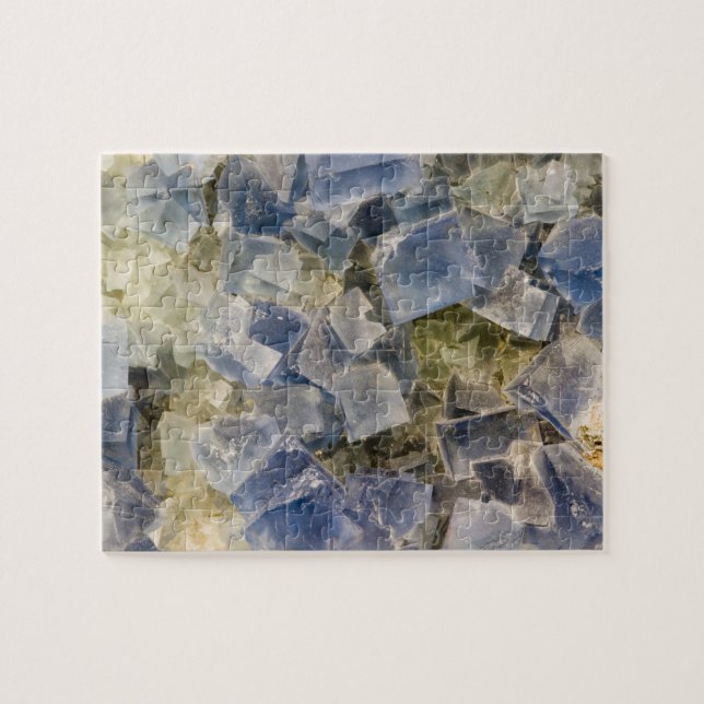 Blue Fluorite Crystals in Matrix Jigsaw Puzzle (Horizontal)