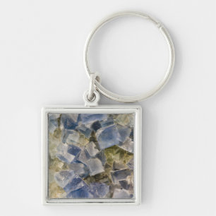 Blue Fluorite Crystals in Matrix Keychain