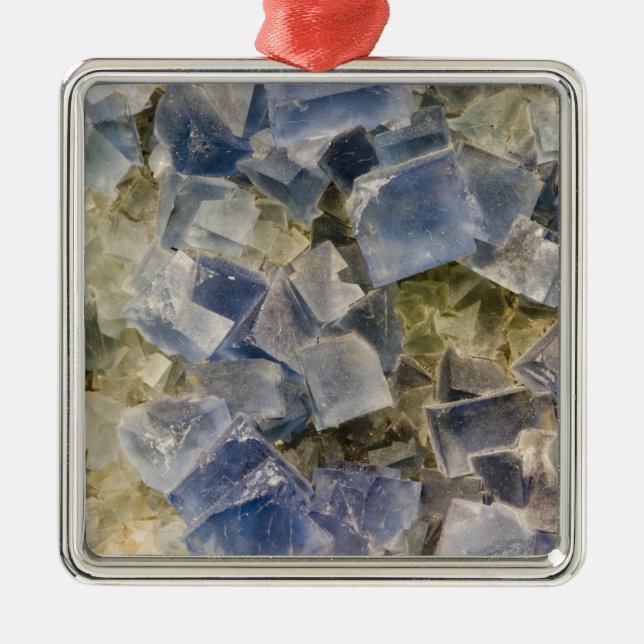 Blue Fluorite Crystals in Matrix Metal Ornament (Front)