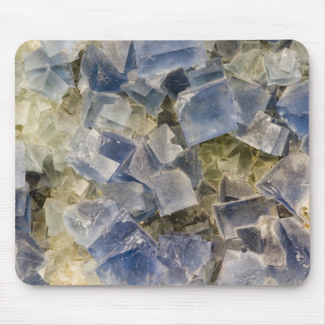 Blue Fluorite Crystals in Matrix Mouse Pad (Front)