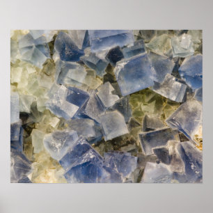 Blue Fluorite Crystals in Matrix Poster