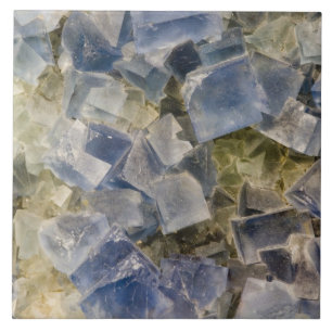 Blue Fluorite Crystals in Matrix Tile