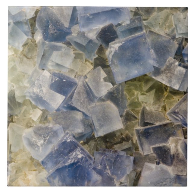 Blue Fluorite Crystals in Matrix Tile (Front)
