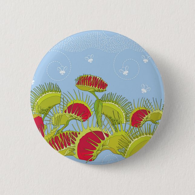 blue fly trap 2 inch round button (Front)