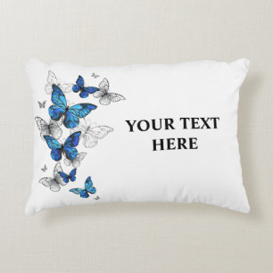 Blue Flying Butterflies Morpho Accent Pillow