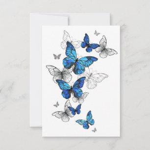 Blue Flying Butterflies Morpho Announcement