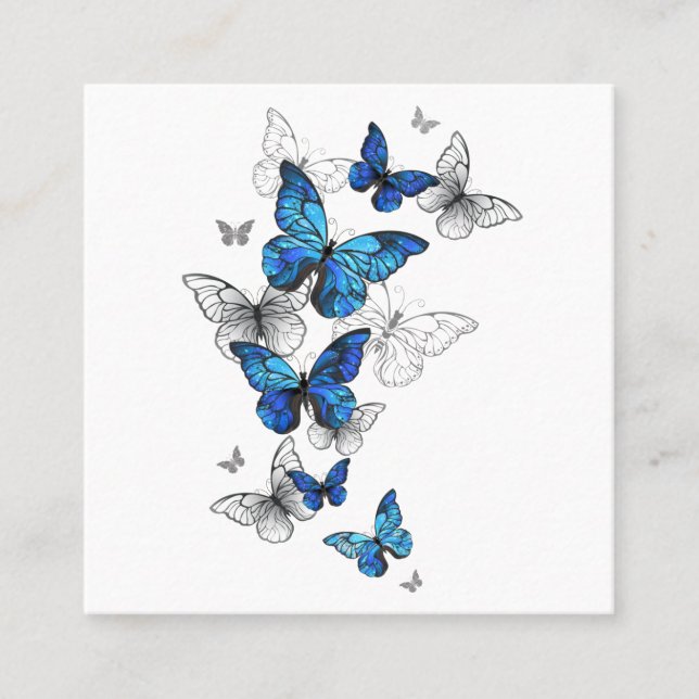 Blue Flying Butterflies Morpho Appointment Card (Front)