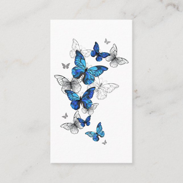 Blue Flying Butterflies Morpho Appointment Card (Front)