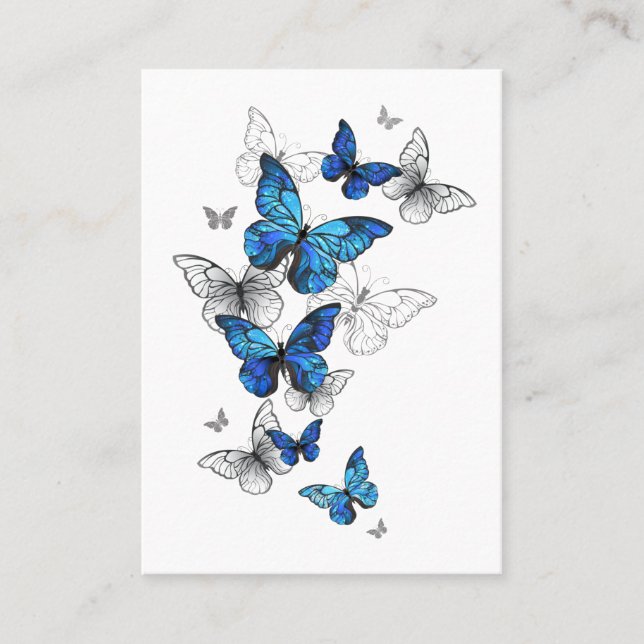 Blue Flying Butterflies Morpho Appointment Card (Front)