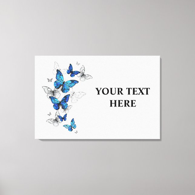 Blue Flying Butterflies Morpho Canvas Print (Front)