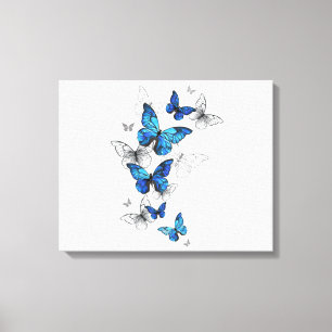 Blue Flying Butterflies Morpho Canvas Print