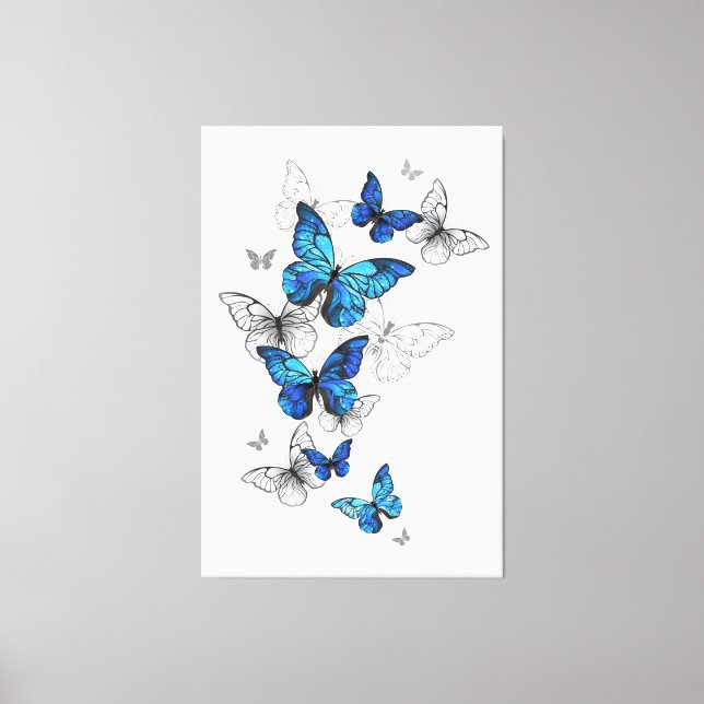 Blue Flying Butterflies Morpho Canvas Print (Front)