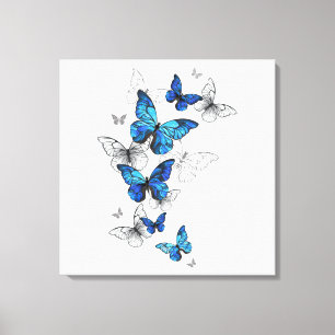 Blue Flying Butterflies Morpho Canvas Print
