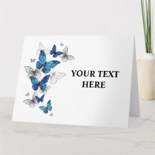 Blue Flying Butterflies Morpho Card